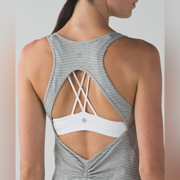 Lululemon Go For It Dress - Hyper Striped Heathered Medium Gray - Picture 3 of 6